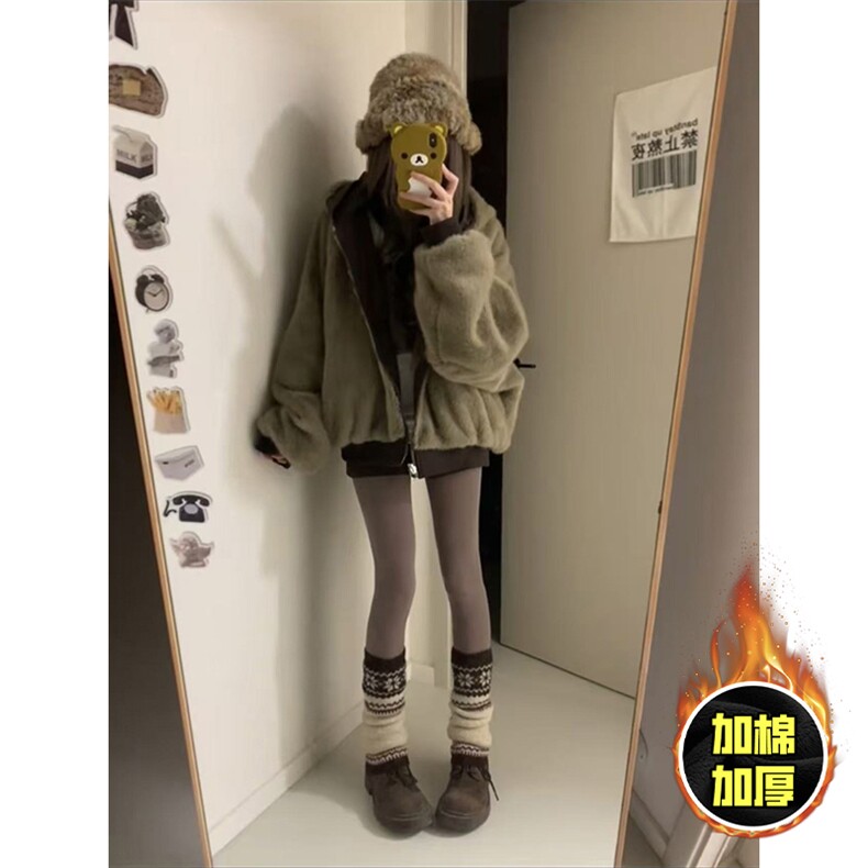 两面穿现货重磅短款座山雕棉衣男女双面穿毛毛绒棉服加厚外套,男装棉衣,电商A443