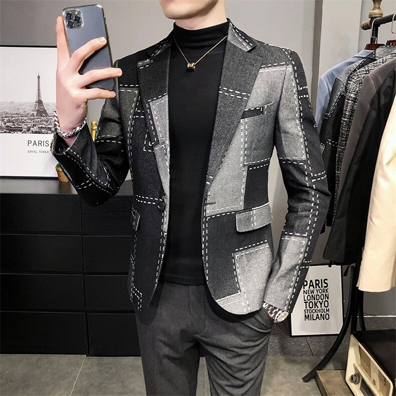 秋冬社会小伙牛仔夹克西装单西修身西服A236-XZ-210-P145,男装夹克,电商A236