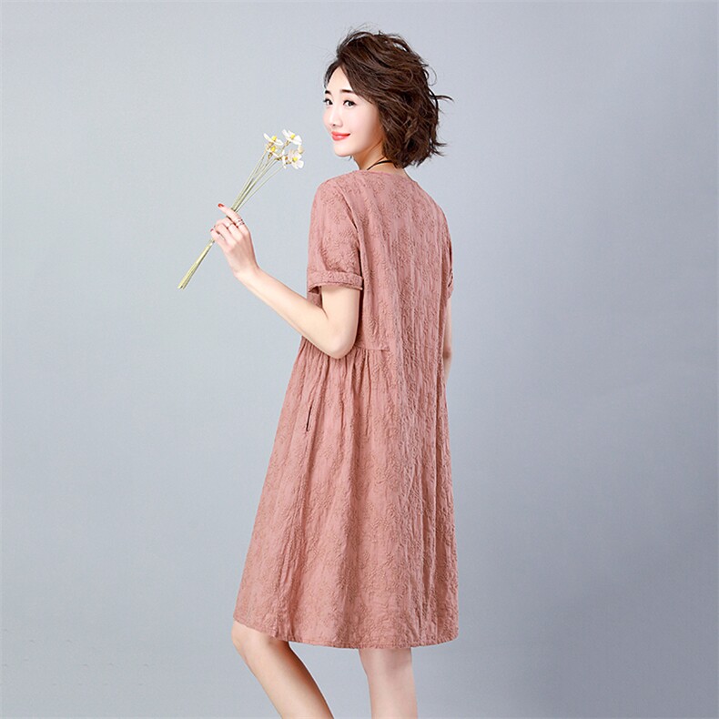 2021年夏季新款潮韩版休闲纯棉连衣裙女中长款小个子a字裙子,女装连衣裙,简韵佳