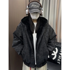 网图PU皮座山雕男女加绒保暖防兔毛棉衣外套M2566-特P90，男装棉衣，星座1213