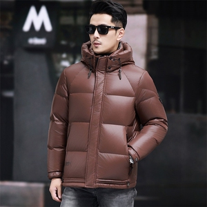 高品质脱卸帽短款90白鸭绒羽绒服外套中年男装加厚羽绒服夹克图片