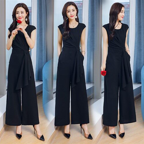 连衣裙中腰2022年夏季长裤连衣裤都市休闲纯色气质韩版，女装连体裤，时尚俏佳人