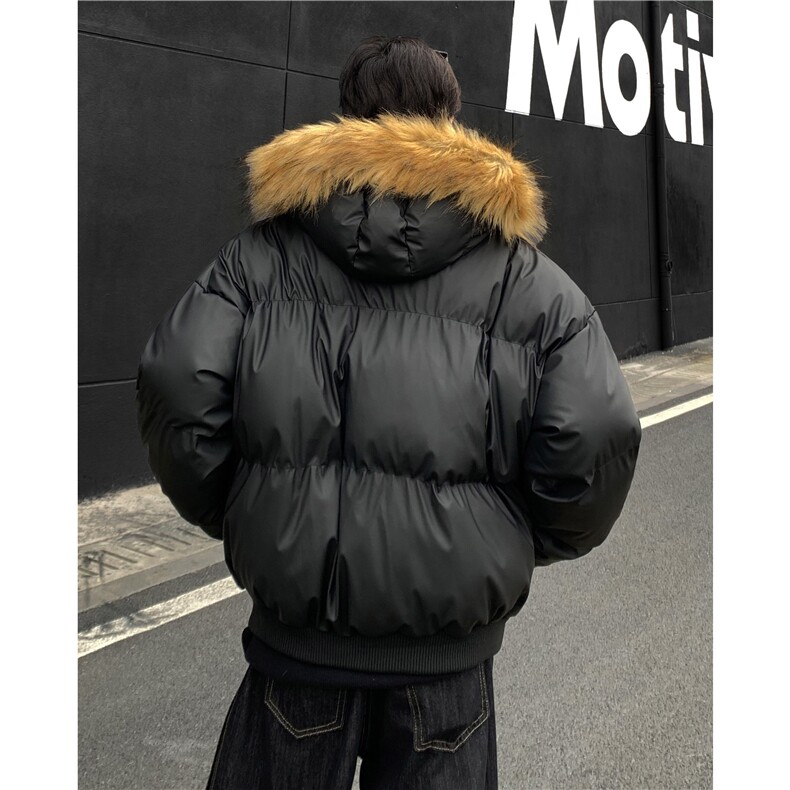冬季复古可脱卸毛领皮棉服男女美式短款加厚保暖棉衣外套p118,男装棉衣,电商C307