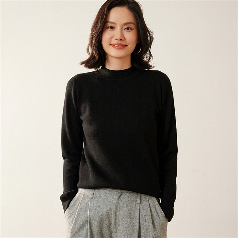 68支精纺加厚加密半高领纯色毛衣纯山羊绒女士2025年秋冬新款,针织衫/毛衣,江帆羊绒
