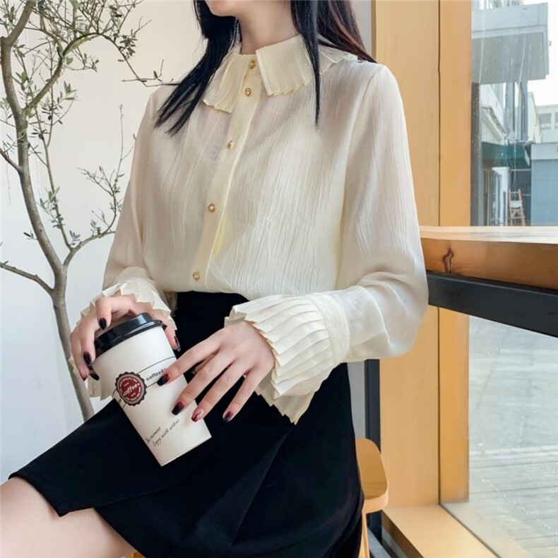 简约百搭褶皱裙，其它，米壹(1F)