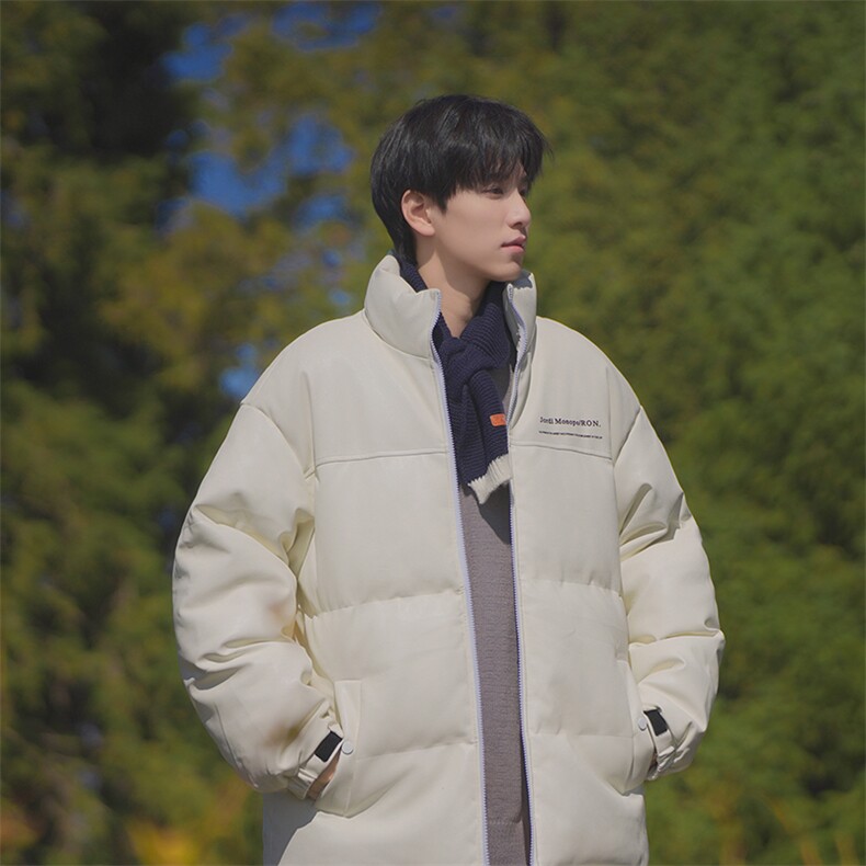 港风潮牌新款亮皮防水立领棉服潮流保暖棉衣M083S-P100控139,男装棉衣,星座717