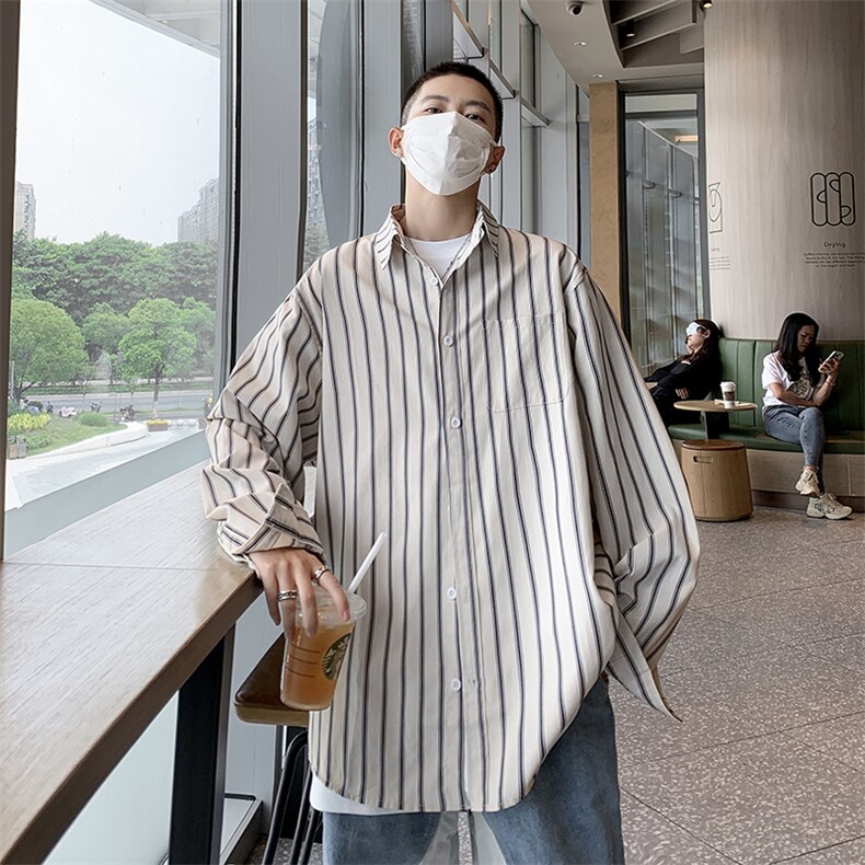 条纹衬衫男长袖韩版潮流痞子帅2024秋季新款ins宽松外套CY386-P36,男装衬衫,星座412-2