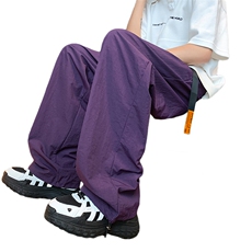 夏季薄款冰丝裤子男潮牌高街宽松阔腿直筒裤垂感百搭速干休闲长裤，男装休闲裤，电商B371