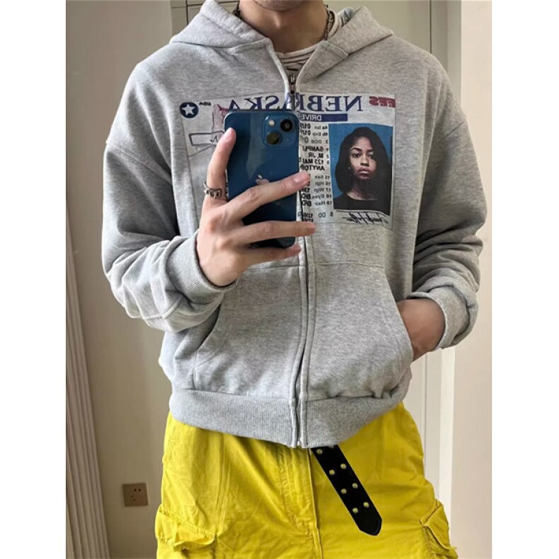 港风宽松卫衣男秋冬季新款外套潮牌美式连帽拉链开衫WW17,女装短外套,星座1116A（原606A-3）