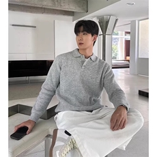 韩版轻奢高级感polo领针织衫上衣秋冬打底衫套头毛衣外穿MM296，男装T恤，星座516A