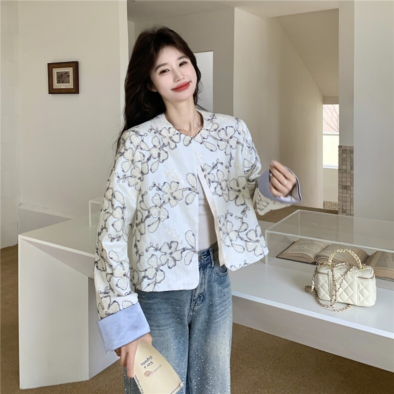 2026新款绣片花朵拼接新中式风短外套2C375-622-P165-K258,女装短外套,2C375