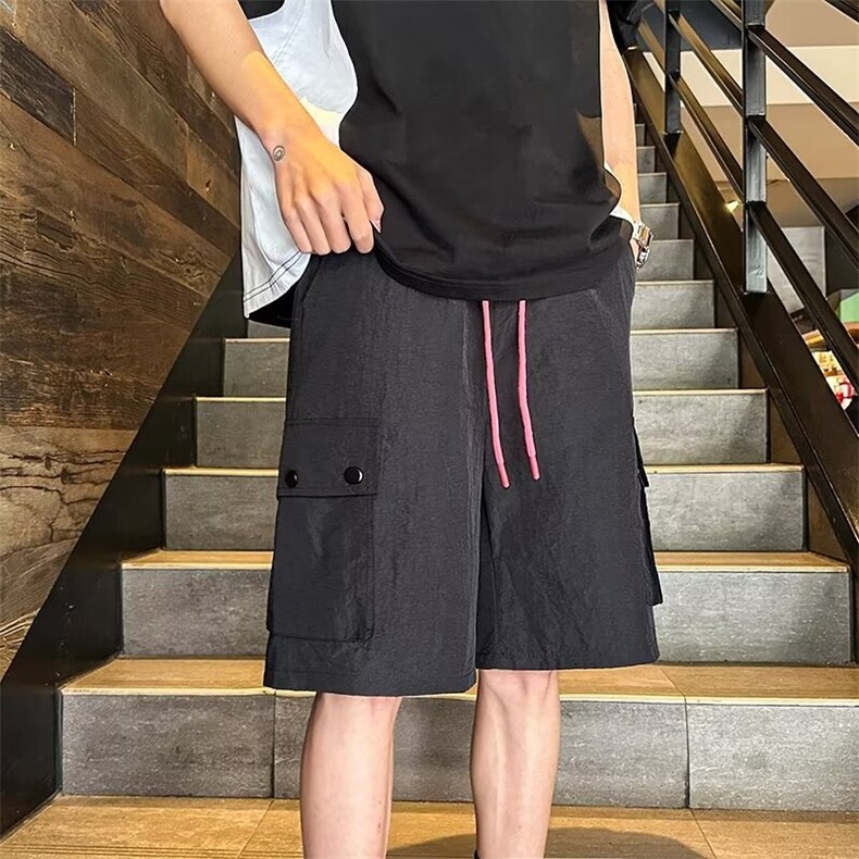 夏季清爽透气尼龙皱带抽绳大口袋潮酷短裤DK301p35,男装牛仔裤,星座1013