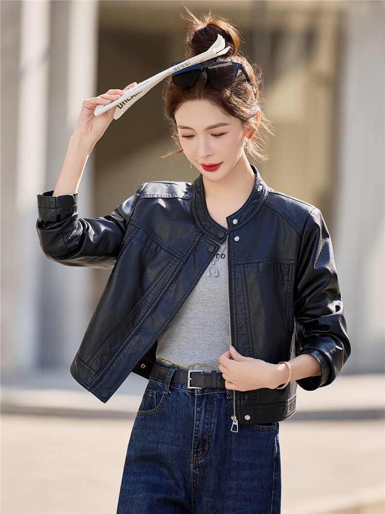 【春季女装新款】2026大量现货春季时尚洋气百搭短款皮衣外套,女装皮衣,缘衣格