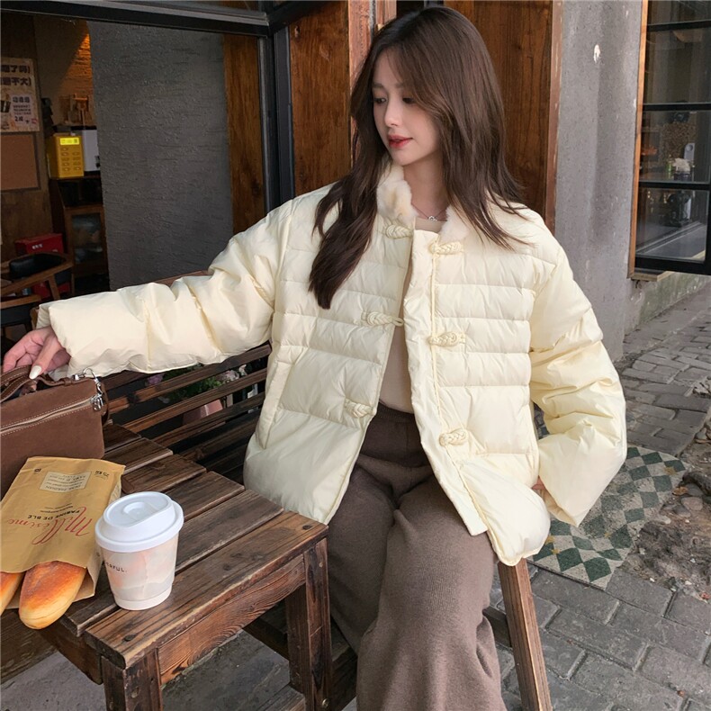 新品米白色风立领羽绒服2C273-1037-P220-K398,女装羽绒服,2C273