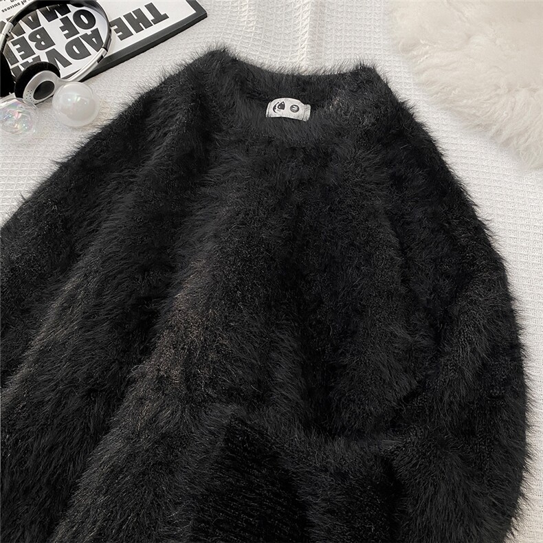 特批新款仿貂毛圆领休闲宽松纯色毛衣针织衫A247-M608特批48控78，男装针织衫/毛衣，电商A247