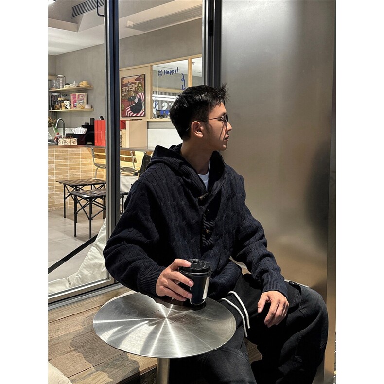 秋冬男士牛角扣毛衣毛衣宽松连帽毛线衣青年针织衫外套LMY655-p68,男装针织衫/毛衣,星座1008