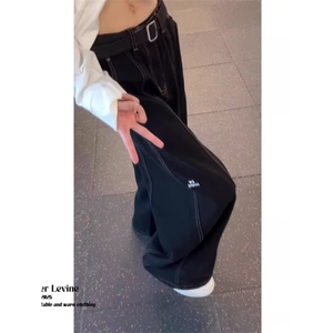 W11108-P45 网图现货 春季新款复古高腰美式阔腿牛仔裤直筒长裤图片