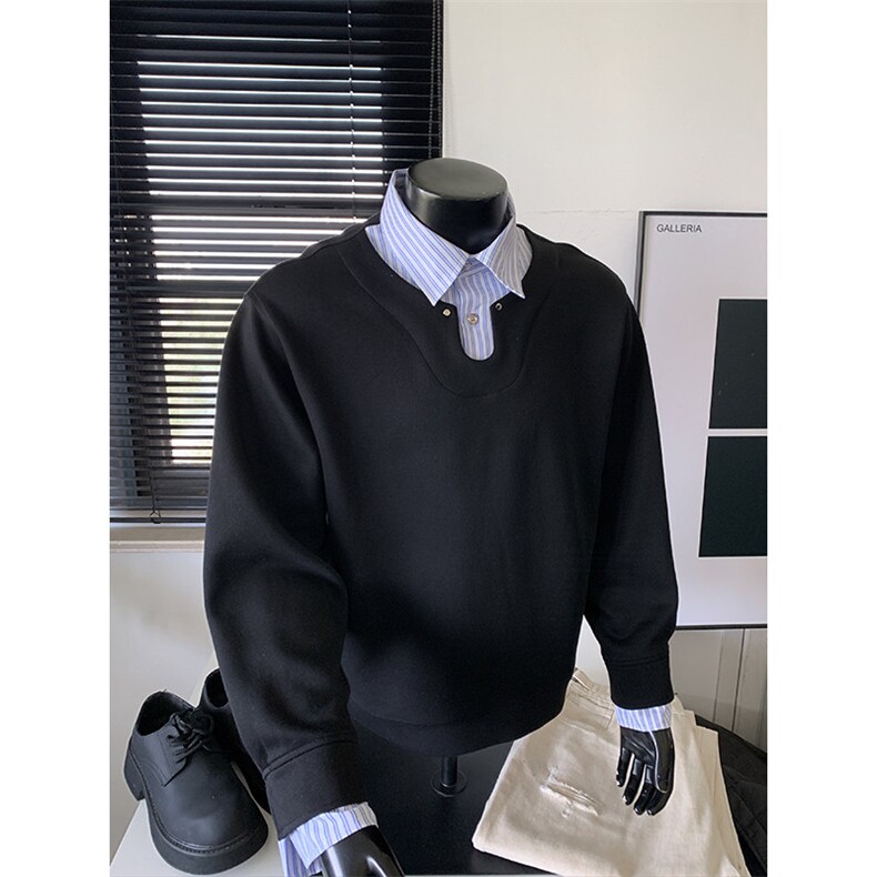 2026春季新款320g华棉假两件POLO领卫衣W6066特P45建议零售价108，男装Polo衫，电商A001-1