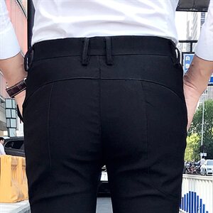 H9937 P45 2021新款修身黑色青少年小脚休闲裤图片