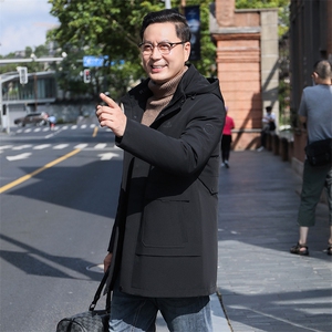 男装加厚保暖羽绒服上衣冬季2023新款中年男士商务休闲连帽外套图片