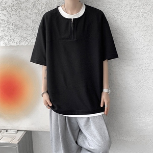 现货 DX10140-特P38 控78 美式假俩件T恤领短袖男大码休闲半袖图片