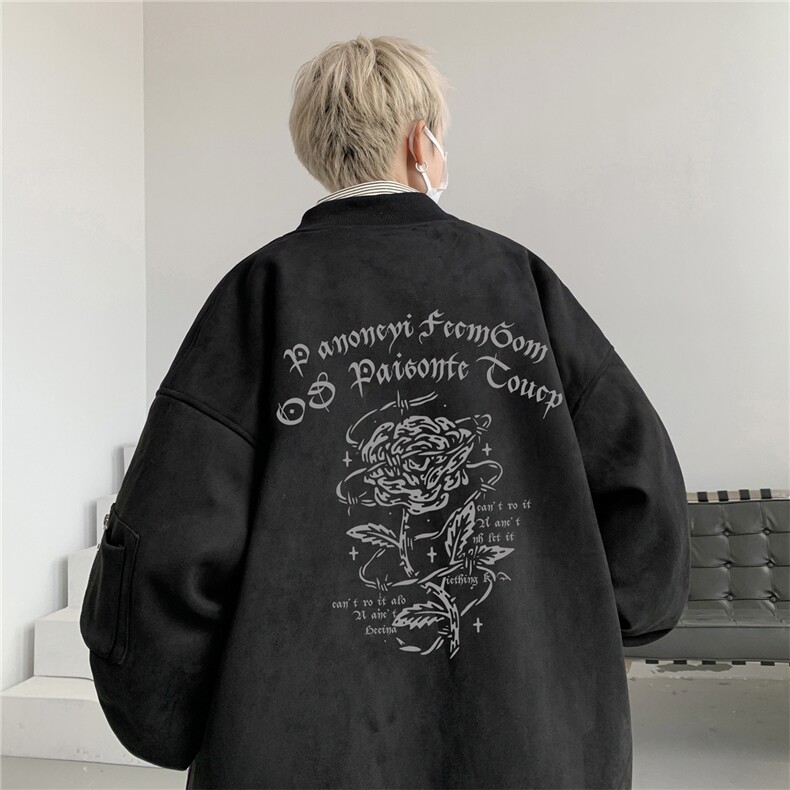 24春秋款美式复古麂皮绒飞行棒球服男女夹克外套JF3276-P80控108,男装夹克,电商B370