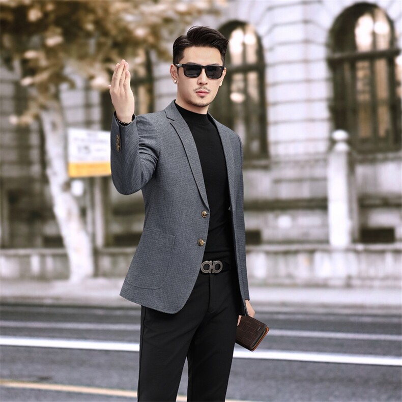 春季新款便西男士格子西装休闲西服外套7817P145225,男装西服套装,电商D225-1