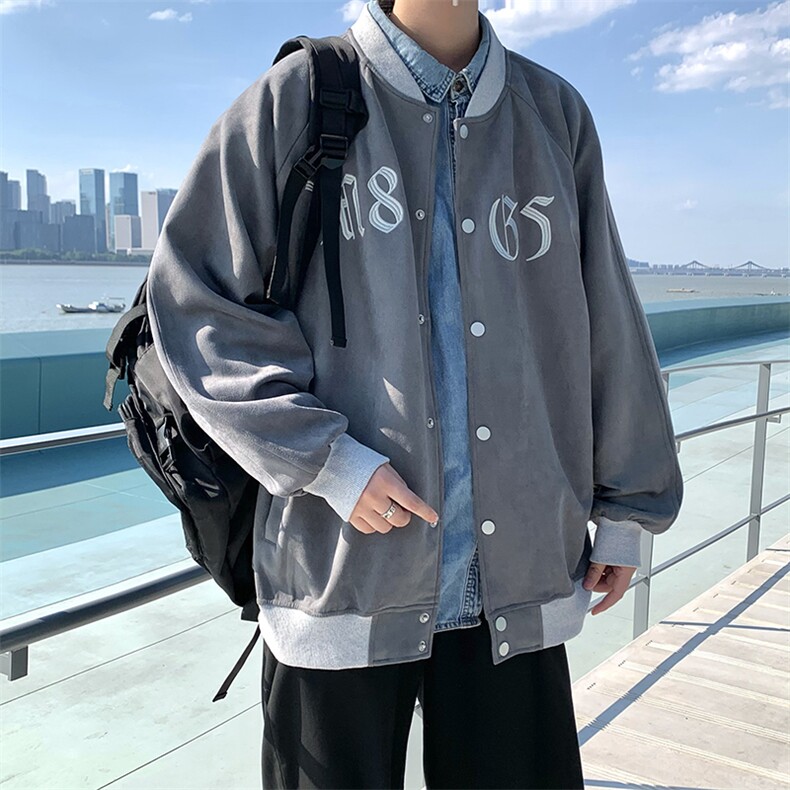 22秋新款宽松休闲oversize麂皮棒球外套B266-Y611-P70,女装短外套,星座B257-1