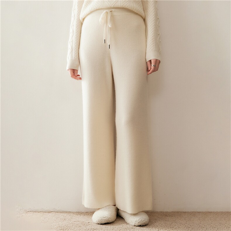 秋冬新款纯色针织休闲裤舒适百搭，女装休闲裤，绒盛美羊绒
