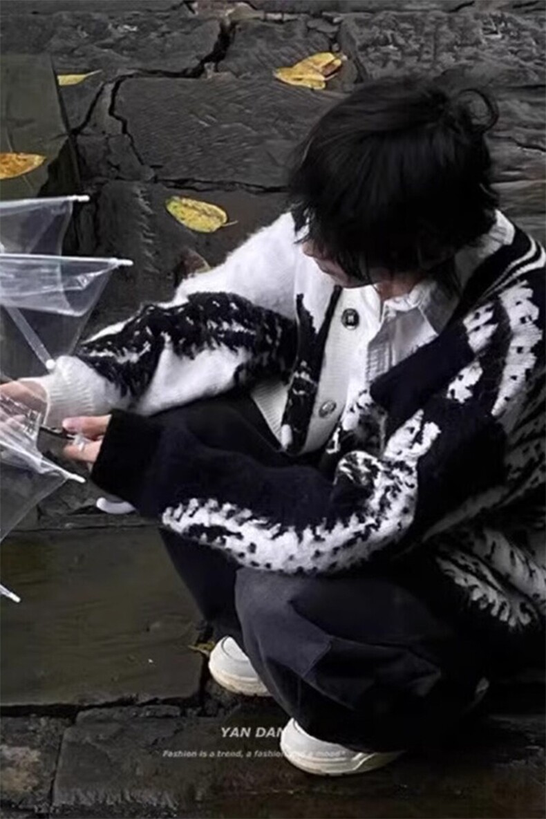 扎染慵懒v领开衫毛衣高级感针织衫外套MY8840特P69,男装针织衫/毛衣,星座908-1