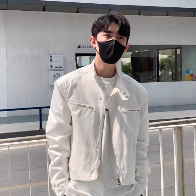 W10291-P58网图现货高级感短款立领垫肩外套韩版潮牌机车服夹克,男装夹克,星座1608