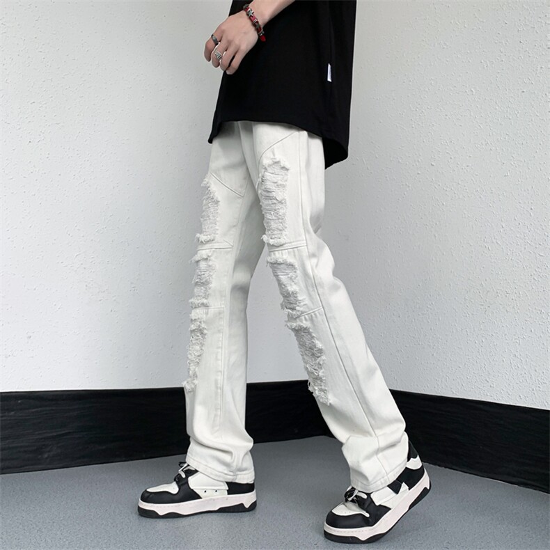 B221美式ins高街小众重工艺假破洞小脚牛仔裤LK23019-P60控78,男装牛仔裤,电商B221