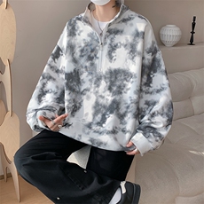 现货WY10083-特P45控88新款面料扎染高品质宽松立领卫衣，男装卫衣，电商A059