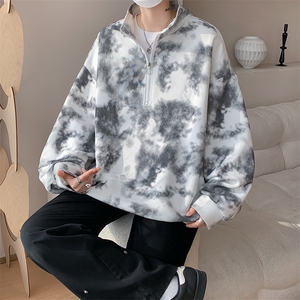 现货 WY10083-特P45 控88 新款面料扎染高品质宽松立领卫衣图片