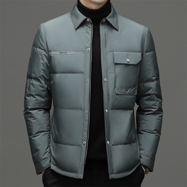 羽绒服男冬季2023新款加厚保暖中年男士休闲爸爸装翻领外套上衣,男装羽绒服,电商B212（原钱塘6029）