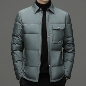 羽绒服男冬季2023新款加厚保暖中年男士休闲爸爸装翻领外套上衣图片