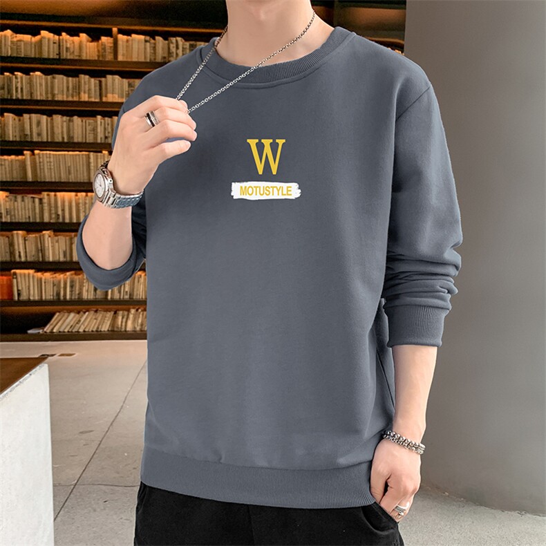 2025秋装新款现货男士W字母印花卫衣潮流休闲学生长袖T恤F055-P15,男装T恤,星座1816-2（原1210–2）