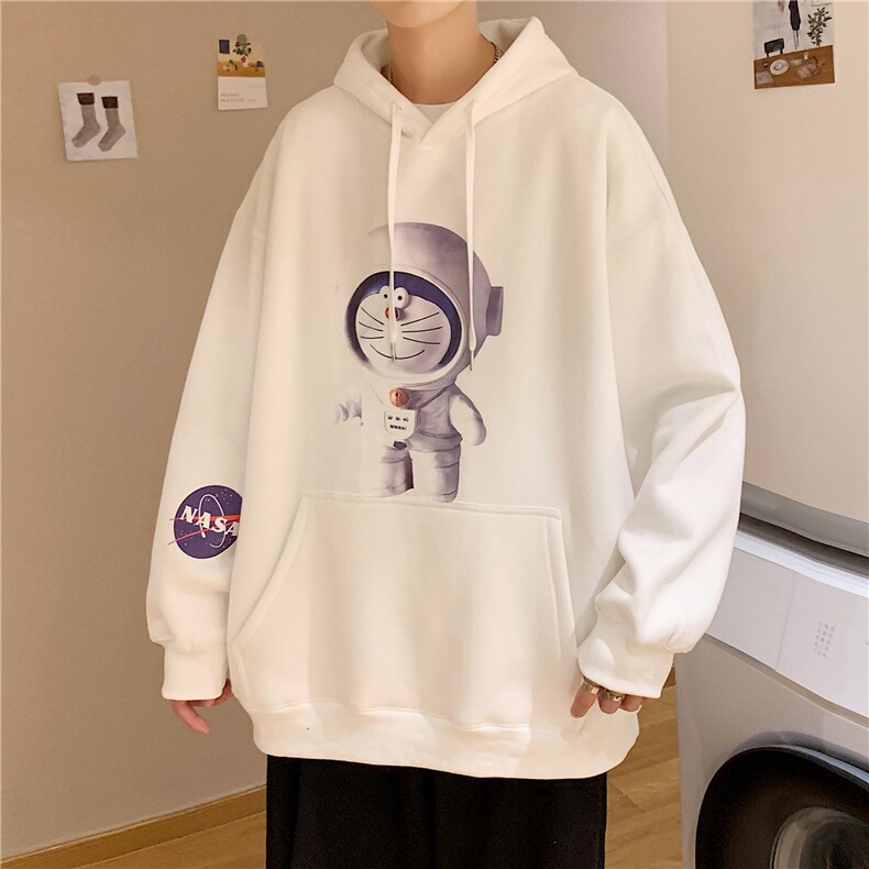 机器猫印花秋装连帽套头卫衣外套情侣装大码D246-1-WY25,女装短外套,电商A426-1(原A430-1)