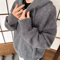 冬季纯色套头加厚毛衣外套男女高级感连帽针织衫韩系穿搭上衣，男装针织衫/毛衣，星座516A