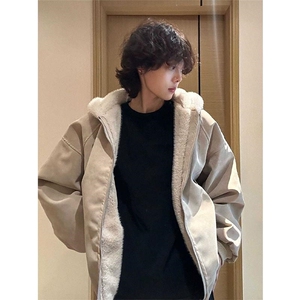 现货高品质美式高街冬季重磅座山雕大毛毛领pu皮棉衣男女加厚外套图片