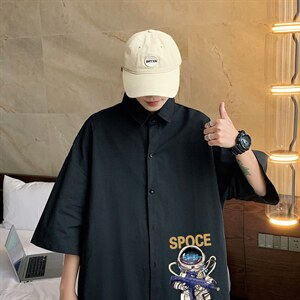 ！夏款港风冰丝衬衣男黑寸衫男白短袖衬衫男DXC285-P30图片