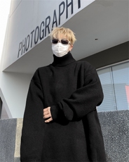 高领毛衣男潮流简约保暖针织衫日系宽松慵懒风打底线衣M1706-P40，男装针织衫/毛衣，星座512-4