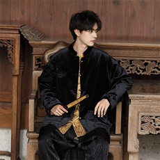 新中式风朝夹克丝绒（黑龙王）重工刺绣加厚立领唐装JK108，男装夹克，星座305A（原312A-1）