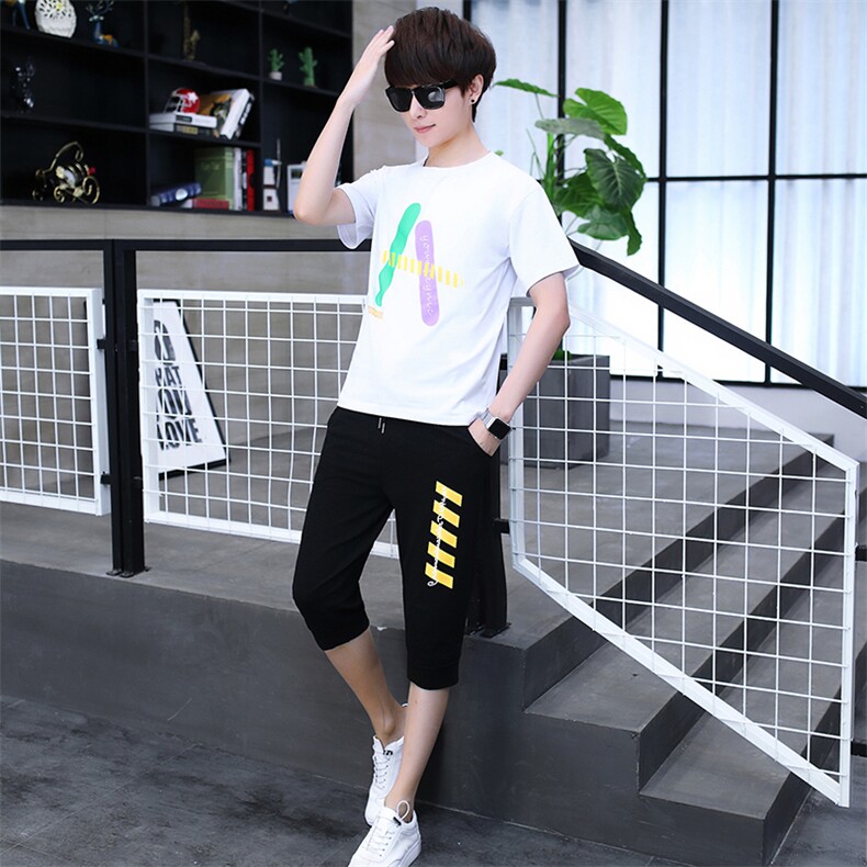 2021夏季新款套装男青少年休闲时尚短袖套装电商A158-T123,男装休闲套装,星座313B-2