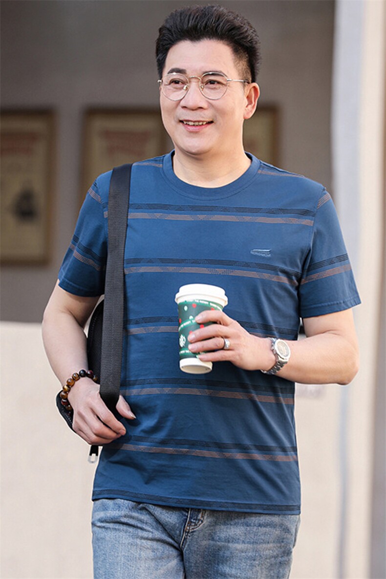 夏季新款中年男士短袖t恤薄款男装时尚休闲修身打底衫上衣服体恤,男装T恤,电商B212（原钱塘6029）