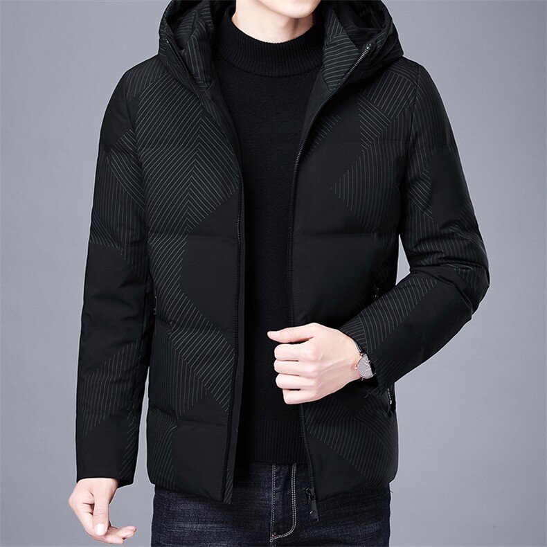 秋冬2022男轻薄季潮流短款男士纯色连帽保暖羽绒服 HL1091-P225图片