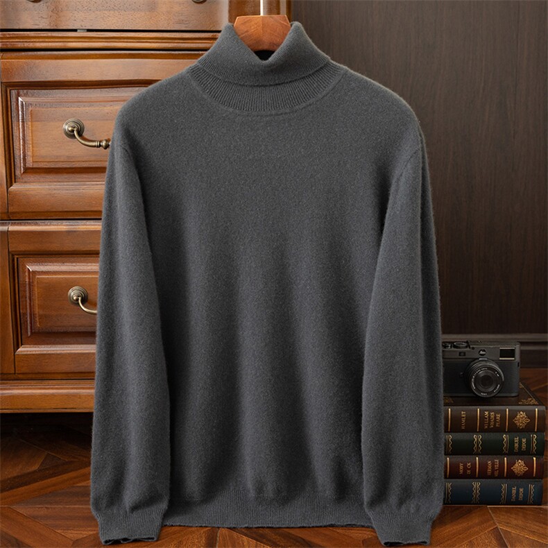 羊绒男士秋冬季简约百搭高翻领羊绒衫，男装羊绒套衫，绒之心羊绒