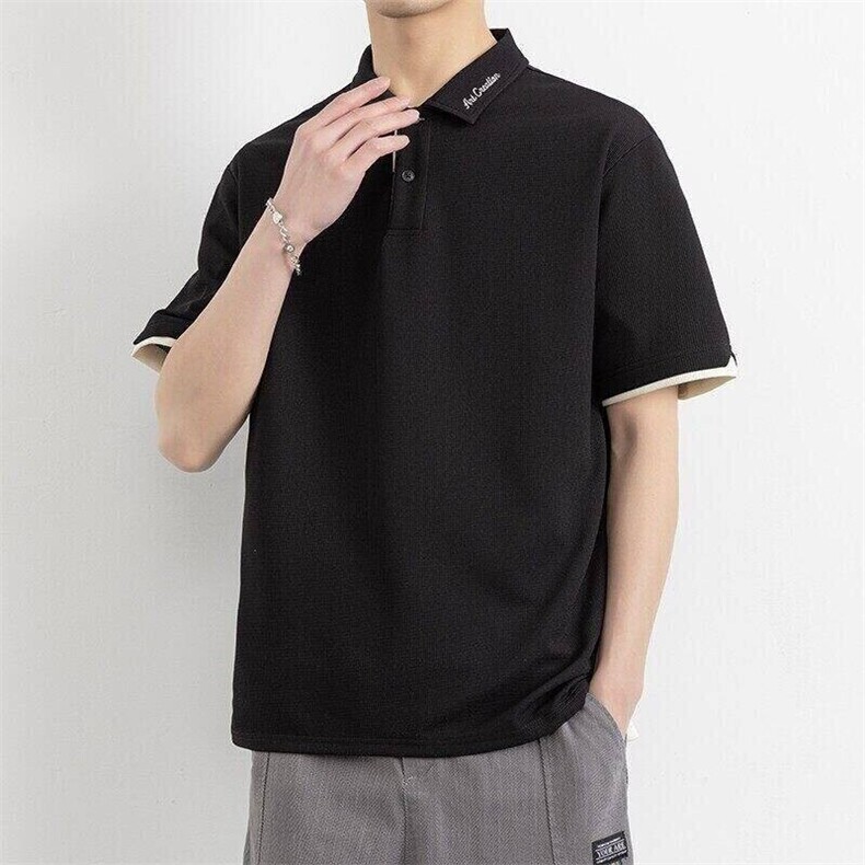 25069-特P50夏季休闲时尚T恤男短袖打底衫潮牌翻领短袖polo衫男,男装T恤,电商D310B