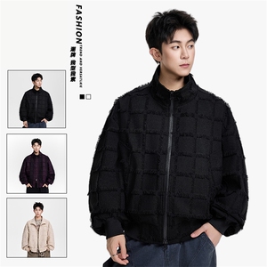 得物二开 美式高街潮牌方格设计感夹克外套男2025秋季JK1218-P100图片