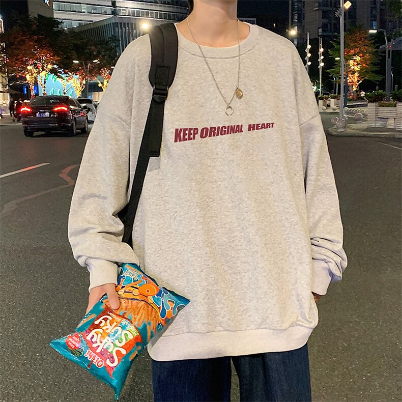 S6071-P28加绒款-P33秋季圆领卫衣男大码韩版宽松长袖外套,男装卫衣,电商A040